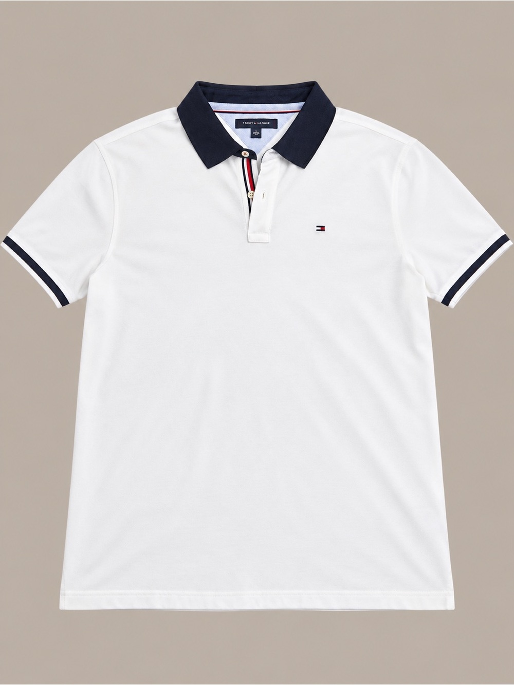 Tommy Hilfiger White Polo with Navy Trim